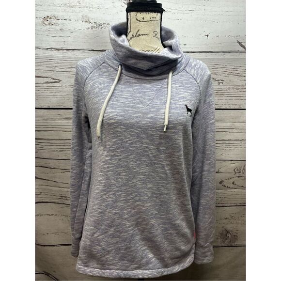 The Black Dog Tops - The Black Dog XS purple and white pullover sweatshirt with pink trim on bottom -